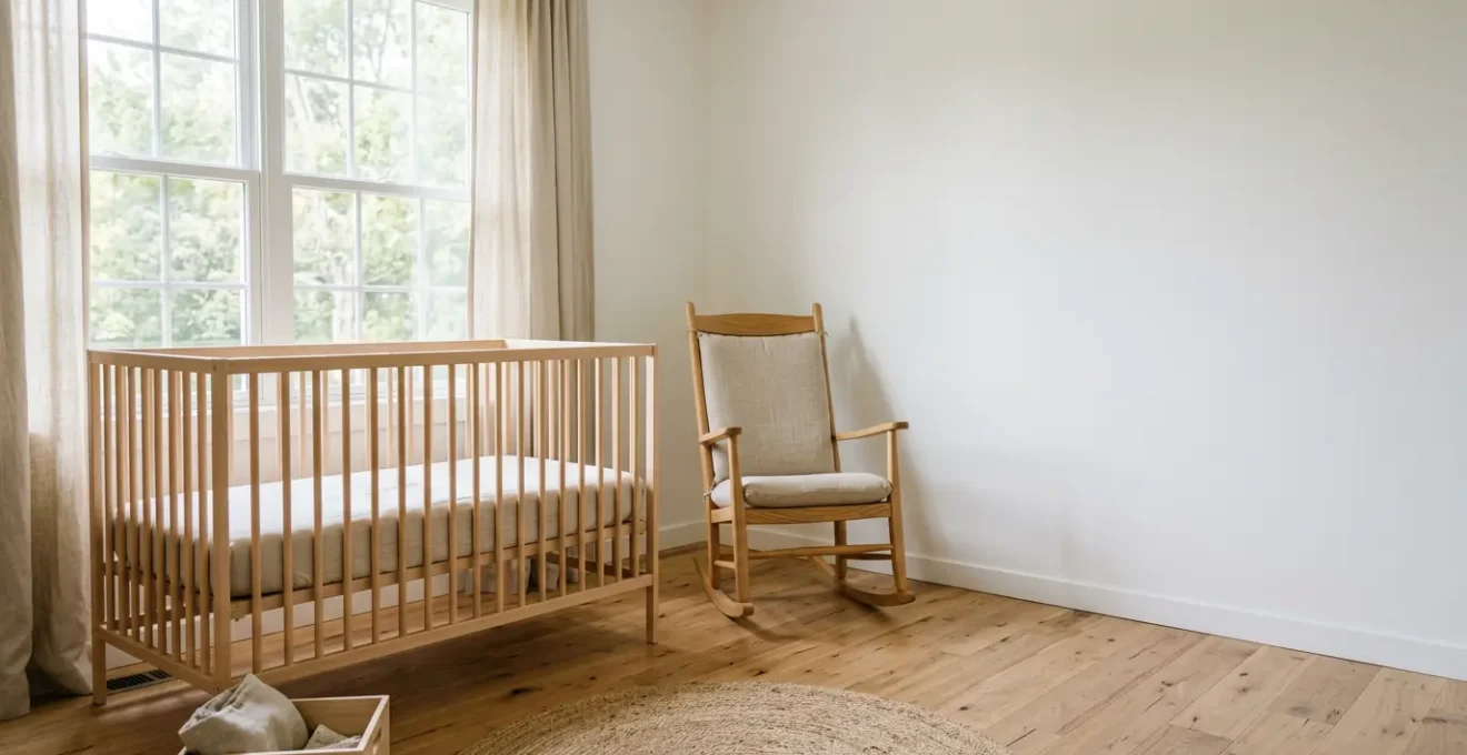 Chambre de bébé sécurisée avec lit aux normes NF et environnement sain