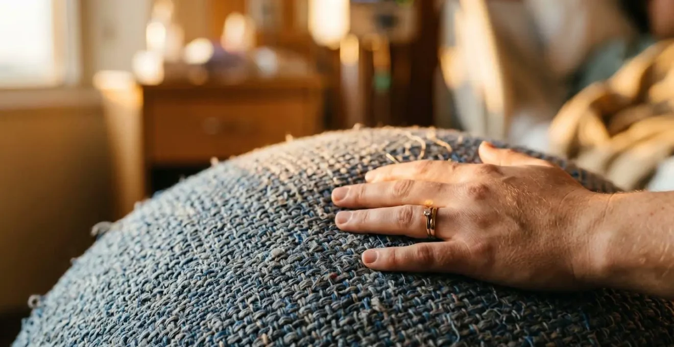 Salle de naissance avec lumière tamisée, ballon de grossesse et ambiance apaisante