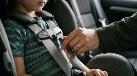 Installation professionnelle d'un siège auto pour enfant avec précision technique